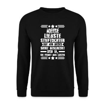 Stiefvater Familie Stieftochter Geschenk - Unisex Pullover - Schwarz - Vorne - Alina (178cm) & Michal (187cm)