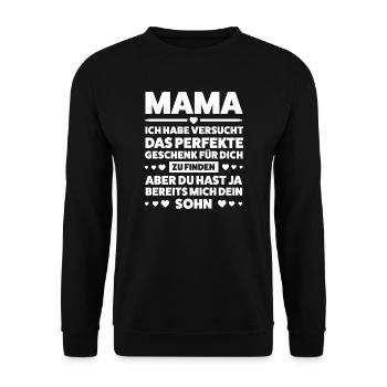 Mutter Sohn Mama Geschenk - Unisex Pullover - Schwarz - Vorne - Alina (178cm) & Michal (187cm)