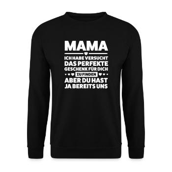 Mutter Familie Mütter Geschenk - Unisex Pullover - Schwarz - Vorne - Alina (178cm) & Michal (187cm)