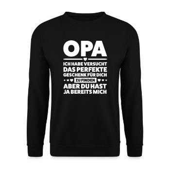 Opa Enkelin Großvater Geschenk - Unisex Pullover - Schwarz - Vorne - Alina (178cm) & Michal (187cm)
