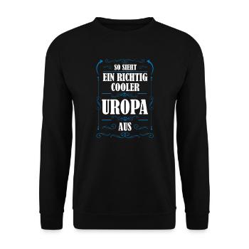 Uropa Familie Urgroßvater Geschenk - Unisex Pullover - Schwarz - Vorne - Alina (178cm) & Michal (187cm)