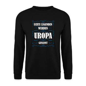 Uropa Familie Urgroßvater Geschenk - Unisex Pullover - Schwarz - Vorne - Alina (178cm) & Michal (187cm)