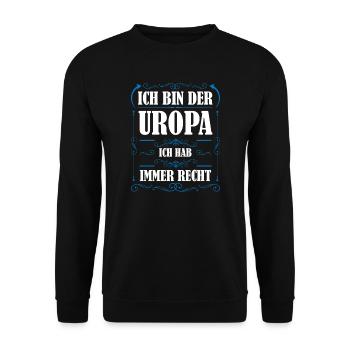 Uropa Familie Urenkel Geschenk - Unisex Pullover - Schwarz - Vorne - Alina (178cm) & Michal (187cm)