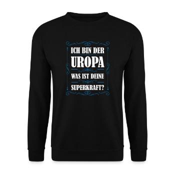 Uropa Familie Urenkel Geschenk - Unisex Pullover - Schwarz - Vorne - Alina (178cm) & Michal (187cm)