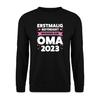 Oma 2023 Großmutter Großmütter Geschenk - Unisex Pullover - Schwarz - Vorne - Alina (178cm) & Michal (187cm)