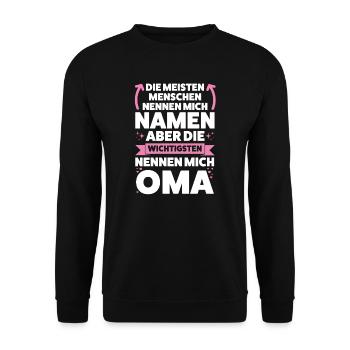 Oma Großmutter Omi Geschenk - Unisex Pullover - Schwarz - Vorne - Alina (178cm) & Michal (187cm)