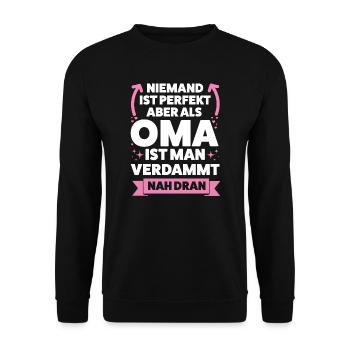Oma Großmutter Großmütter Geschenk - Unisex Pullover - Schwarz - Vorne - Alina (178cm) & Michal (187cm)