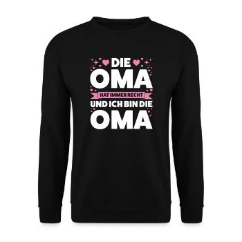 Oma Großmutter Omas Geschenk - Unisex Pullover - Schwarz - Vorne - Alina (178cm) & Michal (187cm)