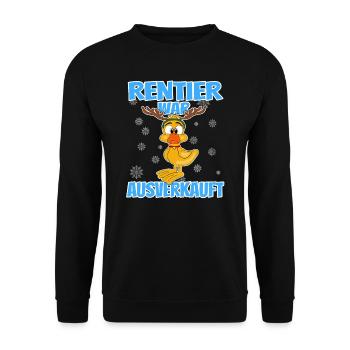 Weihnachten - Rentier war ausverkauft lustige Ente - Unisex Pullover - Schwarz - Vorne - Alina (178cm) & Michal (187cm)