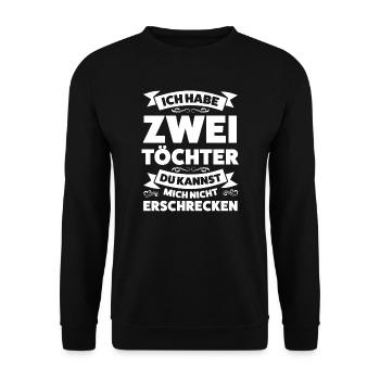 Eltern 2 Töchter Papa von 2 Töchtern Geschenk - Unisex Pullover - Schwarz - Vorne - Alina (178cm) & Michal (187cm)