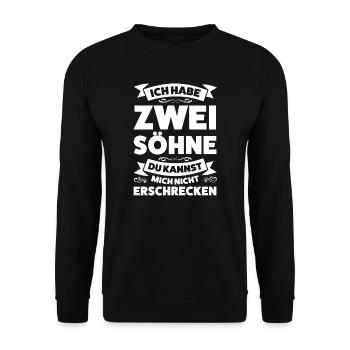 Eltern 2 Söhne Papa von 2 Söhnen Geschenk - Unisex Pullover - Schwarz - Vorne - Alina (178cm) & Michal (187cm)