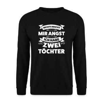 Eltern 2 Töchter Papa von 2 Töchtern Geschenk - Unisex Pullover - Schwarz - Vorne - Alina (178cm) & Michal (187cm)