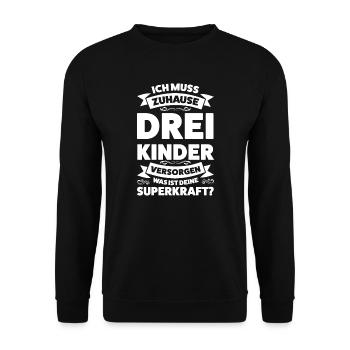 Eltern 3 Kinder Mama von 3 Kindern Geschenk - Unisex Pullover - Schwarz - Vorne - Alina (178cm) & Michal (187cm)