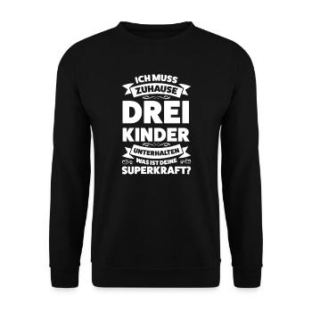 Eltern 3 Kinder Papa von 3 Kindern Geschenk - Unisex Pullover - Schwarz - Vorne - Alina (178cm) & Michal (187cm)