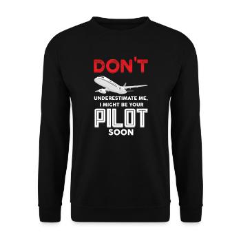 Pilot Pilot Flugzeug Geschenk - Unisex Pullover - Schwarz - Vorne - Alina (178cm) & Michal (187cm)