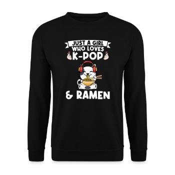 Ramen Merch Ramen kpop Katze Katze Lover Geschenk - Unisex Pullover - Schwarz - Vorne - Alina (178cm) & Michal (187cm)