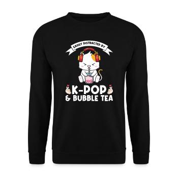 Bubble Tea kpop Bubble Tea Katze Katze Lover Gesch - Unisex Pullover - Schwarz - Vorne - Alina (178cm) & Michal (187cm)