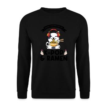 Ramen Merch Ramen kpop Katze Katze Lover Geschenk - Unisex Pullover - Schwarz - Vorne - Alina (178cm) & Michal (187cm)