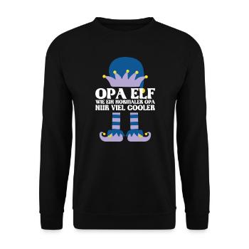 Opa Elf Opas Geschenk - Unisex Pullover - Schwarz - Vorne - Alina (178cm) & Michal (187cm)