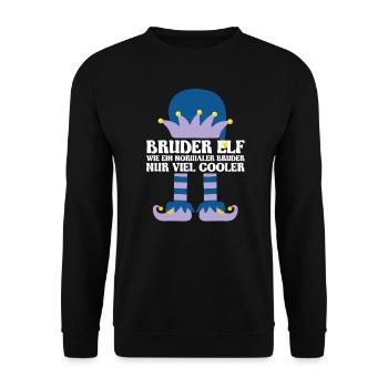 Bruder Elf Geschwister Geschenk - Unisex Pullover - Schwarz - Vorne - Alina (178cm) & Michal (187cm)