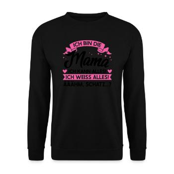 Mutter Familie Mütter Geschenk - Unisex Pullover - Schwarz - Vorne - Alina (178cm) & Michal (187cm)