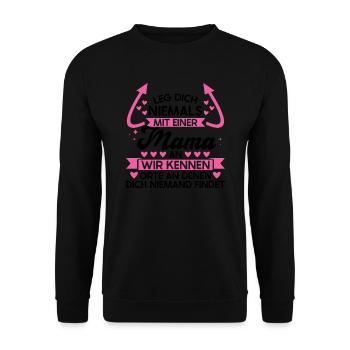 Mutter Familie Mamas Geschenk - Unisex Pullover - Schwarz - Vorne - Alina (178cm) & Michal (187cm)