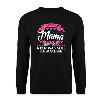 Mutter Familie Mütter Geschenk - Unisex Pullover - Schwarz - Vorne - Alina (178cm) & Michal (187cm)