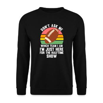 Go Sport Fußball Snacks Geschenk - Unisex Pullover - Schwarz - Vorne - Alina (178cm) & Michal (187cm)