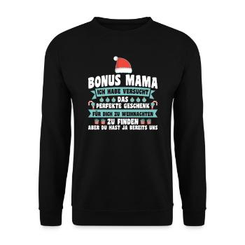 Bonus Mama Weihnachten Stiefmama Geschenk - Unisex Pullover - Schwarz - Vorne - Alina (178cm) & Michal (187cm)