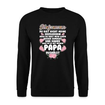 Stiefmama Familie Stiefmamas Geschenk - Unisex Pullover - Schwarz - Vorne - Alina (178cm) & Michal (187cm)