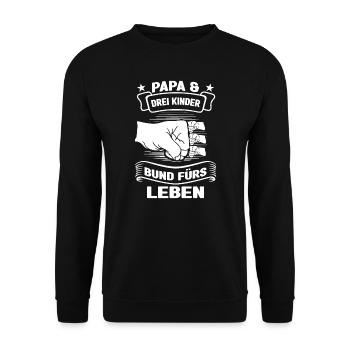 Papa 3 Kinder Papa von 3 Kindern Geschenk - Unisex Pullover - Schwarz - Vorne - Alina (178cm) & Michal (187cm)