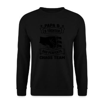 Papa 3 Töchter Vater Geschenk - Unisex Pullover - Schwarz - Vorne - Alina (178cm) & Michal (187cm)