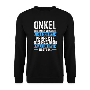 Onkel Familie Nichte Geschenk - Unisex Pullover - Schwarz - Vorne - Alina (178cm) & Michal (187cm)