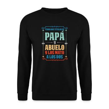 Papa & Opa Familie Großvater Geschenk - Unisex Pullover - Schwarz - Vorne - Alina (178cm) & Michal (187cm)