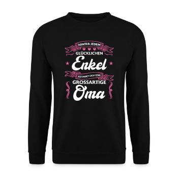 Oma & Enkel Familie Großmutter Geschenk - Unisex Pullover - Schwarz - Vorne - Alina (178cm) & Michal (187cm)