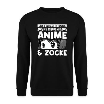 Anime Zocken Gaming Geschenk - Unisex Pullover - Schwarz - Vorne - Alina (178cm) & Michal (187cm)