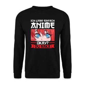 Anime Merch Manga Geschenk - Unisex Pullover - Schwarz - Vorne - Alina (178cm) & Michal (187cm)
