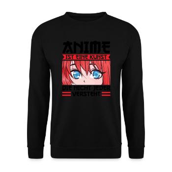 Anime Merch Otaku Geschenk - Unisex Pullover - Schwarz - Vorne - Alina (178cm) & Michal (187cm)
