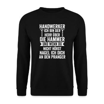 Tischler Schreiner Job Geschenk - Unisex Pullover - Schwarz - Vorne - Alina (178cm) & Michal (187cm)