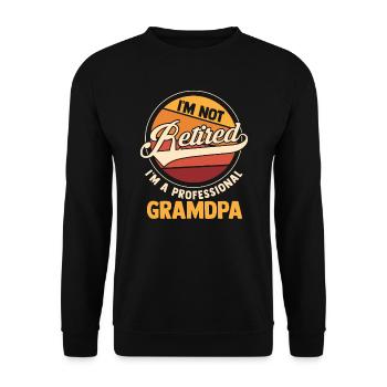 Opa Retro-Großvater Geschenk - Unisex Pullover - Schwarz - Vorne - Alina (178cm) & Michal (187cm)