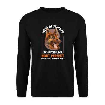 Hund Hundebesitzer Hund Schäferhund Geschenk - Unisex Pullover - Schwarz - Vorne - Alina (178cm) & Michal (187cm)