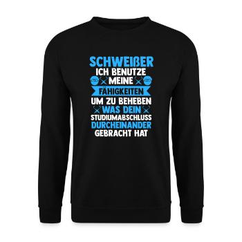 Schweißer Beruf Schweißen Geschenk - Unisex Pullover - Schwarz - Vorne - Alina (178cm) & Michal (187cm)