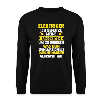 Elektriker Beruf Elektroarbeiter Geschenk - Unisex Pullover - Schwarz - Vorne - Alina (178cm) & Michal (187cm)