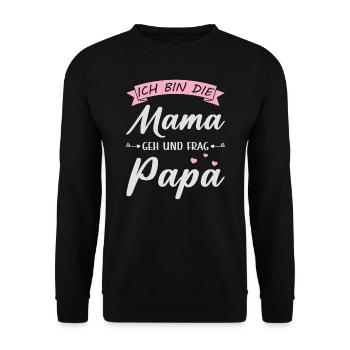 Mutter Familie Mütter Geschenk - Unisex Pullover - Schwarz - Vorne - Alina (178cm) & Michal (187cm)