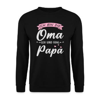 Oma Familie Enkelkind Geschenk - Unisex Pullover - Schwarz - Vorne - Alina (178cm) & Michal (187cm)