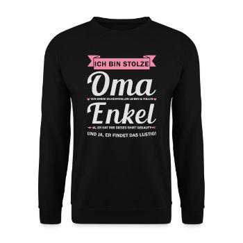 Oma & Enkel Familie Großmutter Geschenk - Unisex Pullover - Schwarz - Vorne - Alina (178cm) & Michal (187cm)