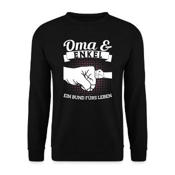 Oma & Enkel Familie Enkel Geschenk - Unisex Pullover - Schwarz - Vorne - Alina (178cm) & Michal (187cm)