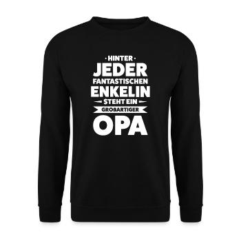 Opa & Enkelin Familie Großvater Geschenk - Unisex Pullover - Schwarz - Vorne - Alina (178cm) & Michal (187cm)