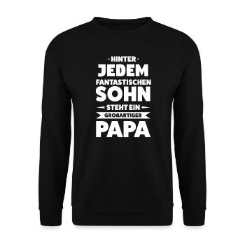 Papa & Sohn Familie Papa Geschenk - Unisex Pullover - Schwarz - Vorne - Alina (178cm) & Michal (187cm)