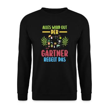 Gartenarbeit Garten Gärtner Geschenk - Unisex Pullover - Schwarz - Vorne - Alina (178cm) & Michal (187cm)